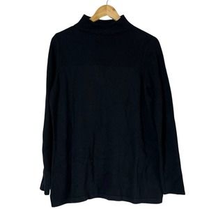 BELLE by Kim Gravel Ribbed Mock Neck Sweater Black S